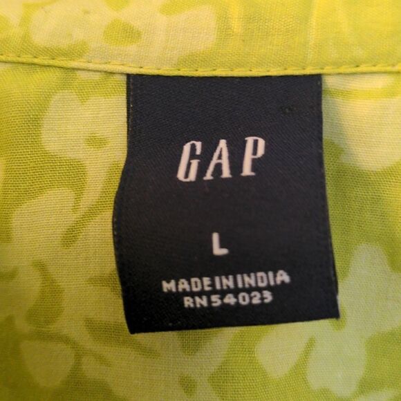 2 for $20 Gap Green Floral Sheer Western Shirt w/Pearl Buttons Sz L - Picture 8 of 13